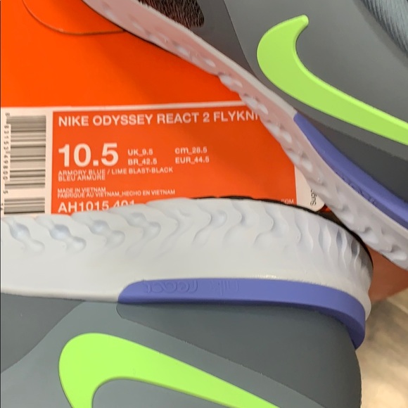NIKE ODYSSEY REACT 2 FLYKNIT armory blue/lime blas - Picture 13 of 16